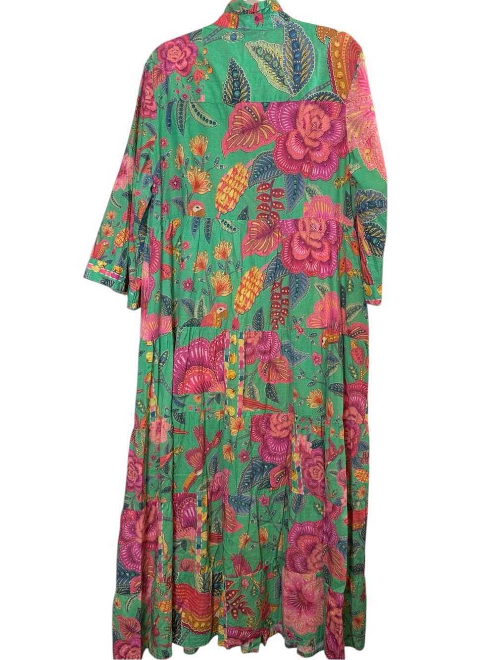 Be Boho Tropical Bold Colorful Maximalist Drop Waist Cotton Maxi Dress sz XXL - Picture 6 of 12
